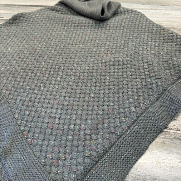 Steve Madden Gray Multi Cowl Neck Waffle Weave Poncho Comfortable Warm Sweater - Picture 3 of 5